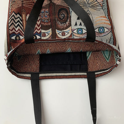 European Style Printed Tote Bag | Large Capacity Linen & Cotton Tote Bag