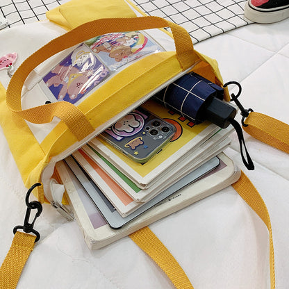 Unisex Large-Capacity Canvas Tote Bag - Multi Pocket Design