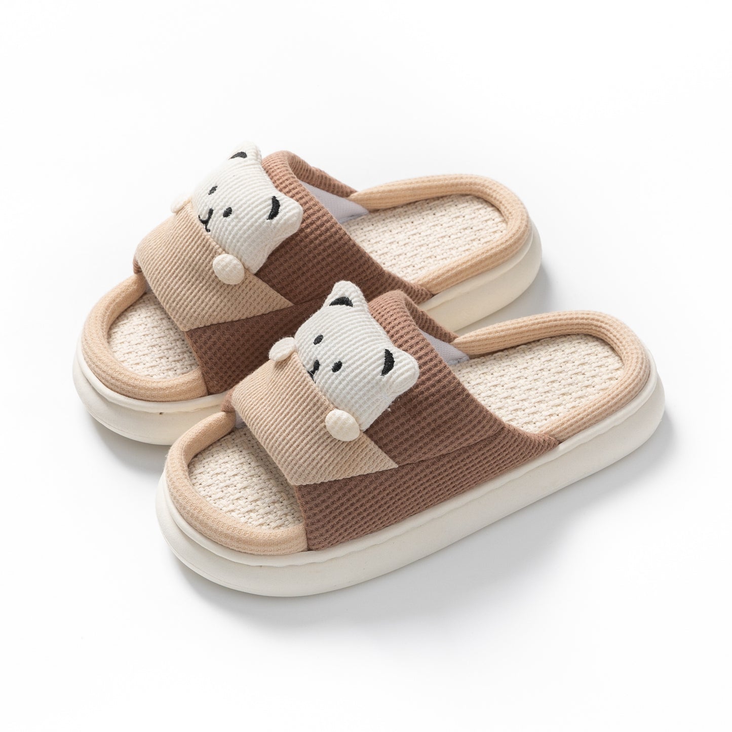 Cute Bear Plush Unisex Slippers – Thick Sole Indoor Bedroom Slippers