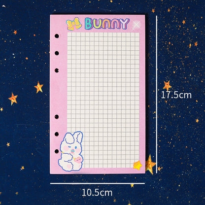 Cute A6 Loose Leaf Japanese Journal with Colorful Bear & Bunny Themes