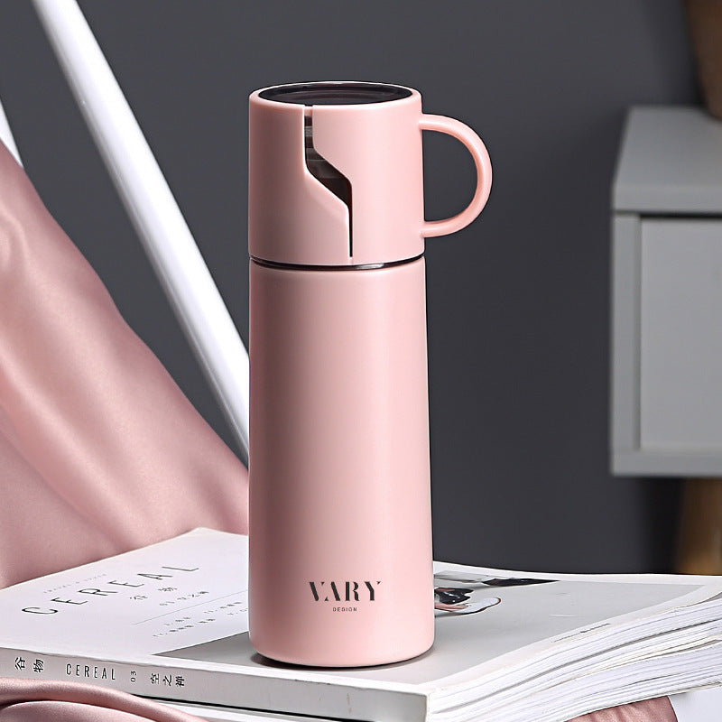 Elegant Stainless Steel Thermos Bottle with Detachable Cup Handle