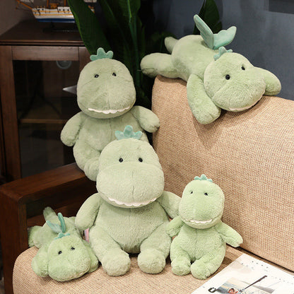 Cute Green Dinosaur Plush Toys Set with Wings & Crown Design