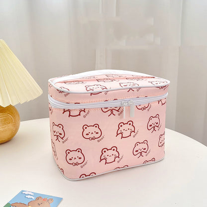 Cute Patterned Large Travel Makeup Bags - Pink Cartoon Variants