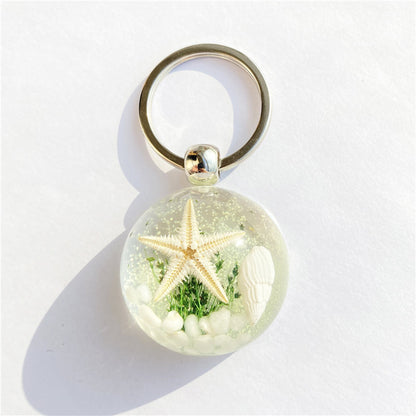 Starfish Amber Resin Keychain