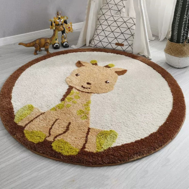 Cute Round Animal Print Carpets for Childrens Room (Bear, Giraffe and Dino)