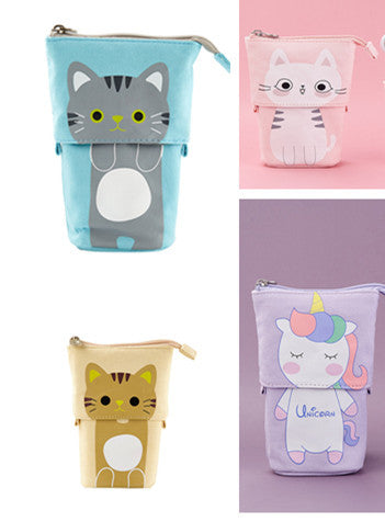 Cute Animal Canvas Standing Pencil Cases in Bright and Fun Designs