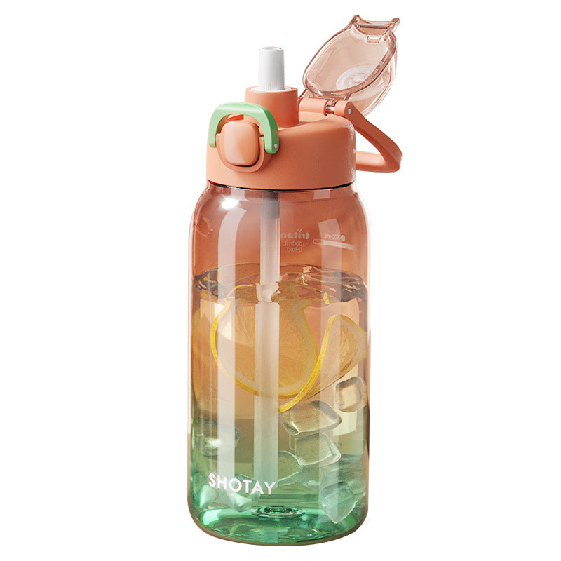 Simple Modern Transparent Flip-Top Plastic Water Bottle with Straw - 4 Colors