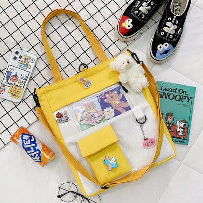 Unisex Large-Capacity Canvas Tote Bag - Multi Pocket Design