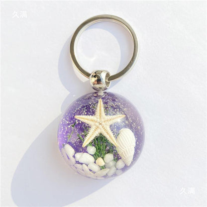 Starfish Amber Resin Keychain