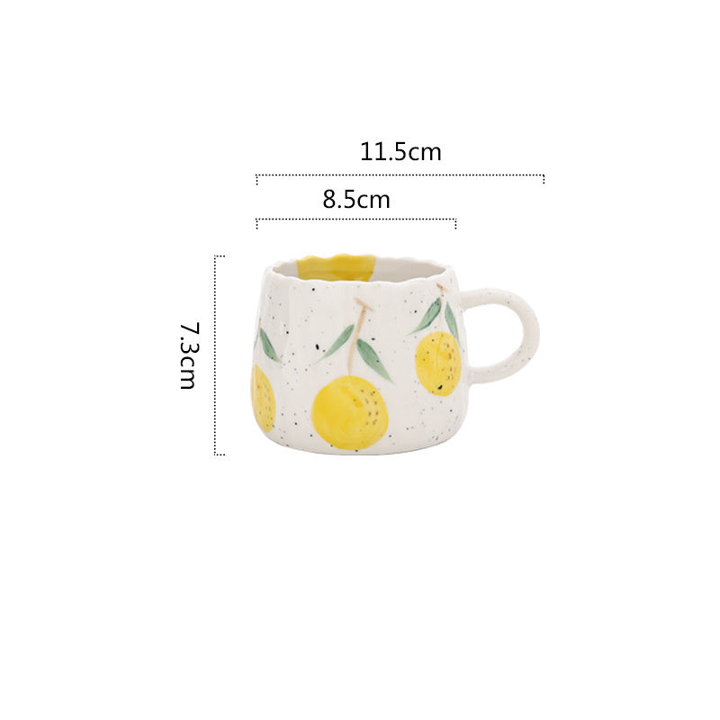 Hand-Painted Cute Ceramic Mugs – Bright Orange & Lemon Design