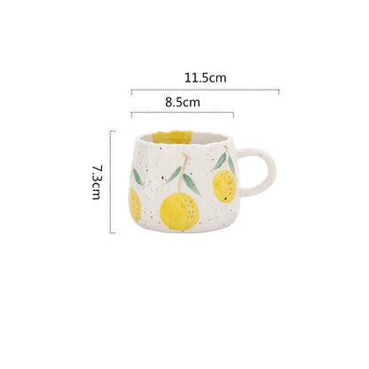 Hand-Painted Cute Ceramic Mugs – Bright Orange & Lemon Design