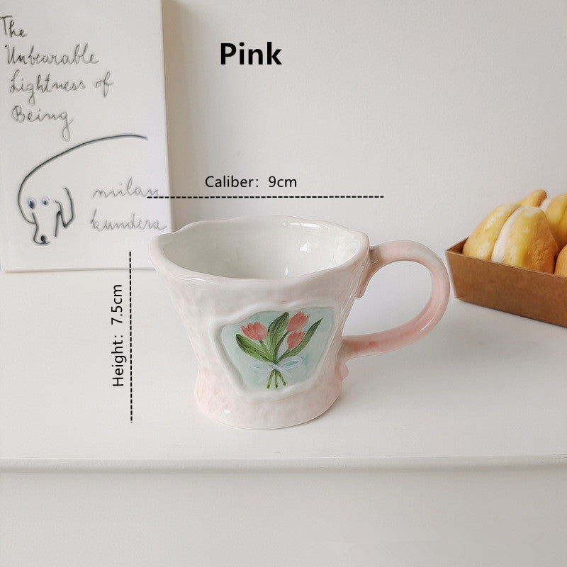 Handmade Ceramic Flower Mugs with Cute Floral Design