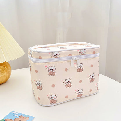 Cute Patterned Large Travel Makeup Bags - Pink Cartoon Variants