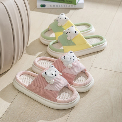 Cute Bear Plush Unisex Slippers – Thick Sole Indoor Bedroom Slippers