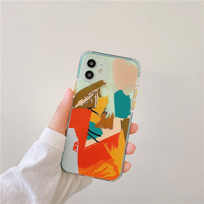 Vibrant Korean Heart & Geometric Phone Cases in Abstract Art Design