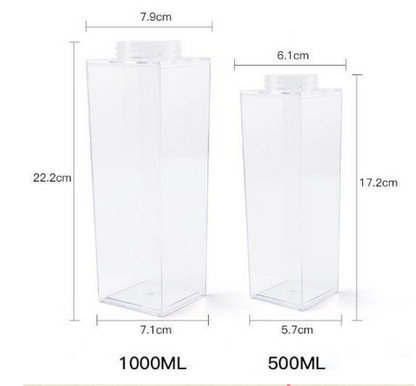 Transparent Milk Carton Water Bottle with Twist Cap