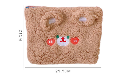 Cute Embroidered Rabbit & Bear Plush Zipper Makeup Bags