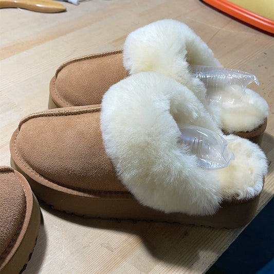 Furry Closed-Toe Non-Slip Slippers for Women – Thick Sole Comfort