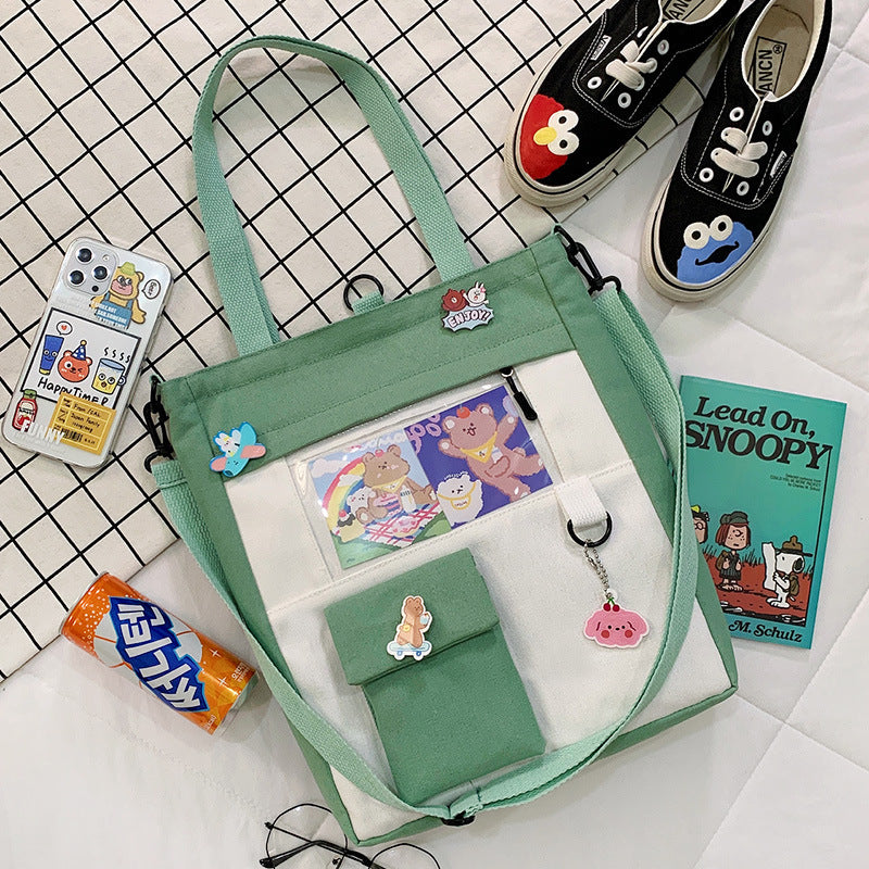 Unisex Large-Capacity Canvas Tote Bag - Multi Pocket Design