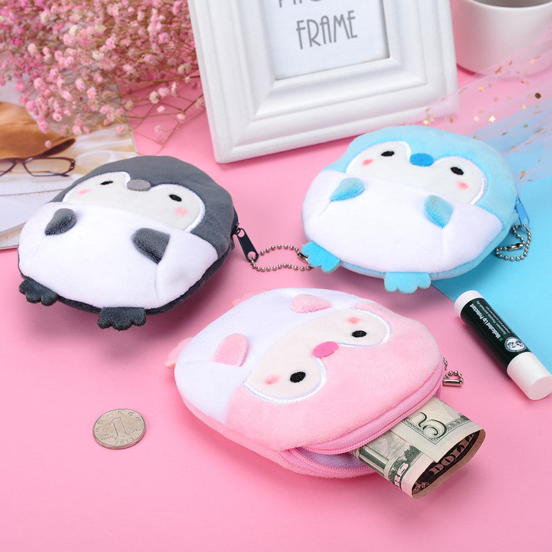 Cute Penguin Plush Zipper Coin Purse – Soft & Colorful Variants