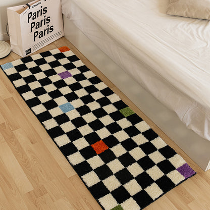 Vintage Rectangular Washable Checkerboard Rug Available in 4 Designs