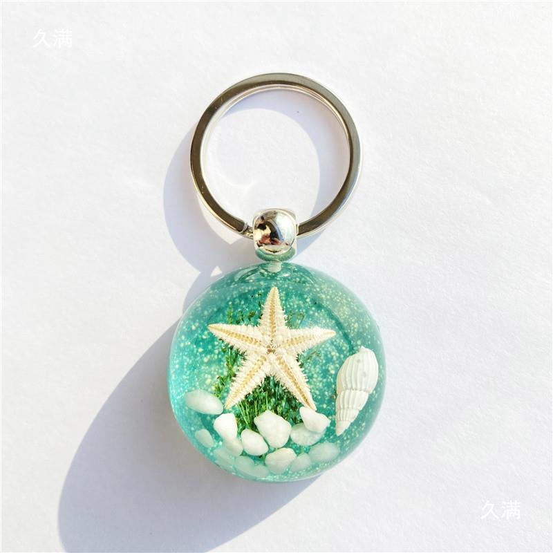 Starfish Amber Resin Keychain