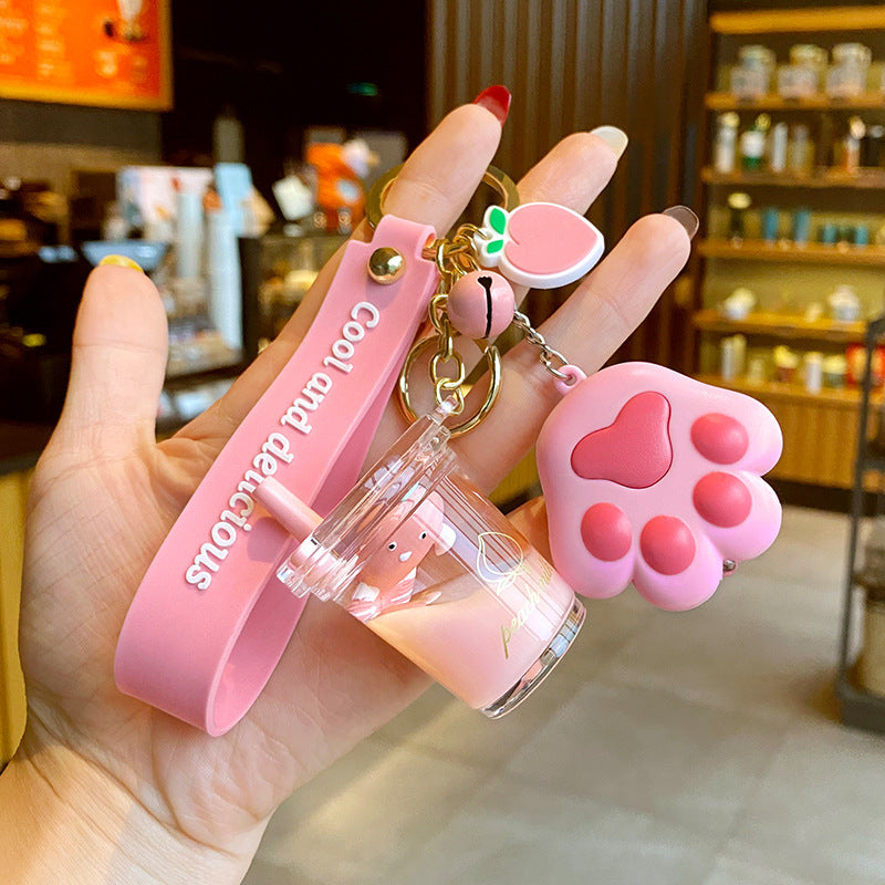 Cute 5-in-1 Keychains with Fur Ball, Paw, Nail Cutter, and Mini Calculator Charms