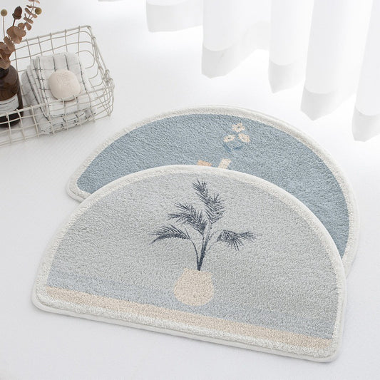 Modern Morandi Colored Floral & Moonlit Half Round Doormat