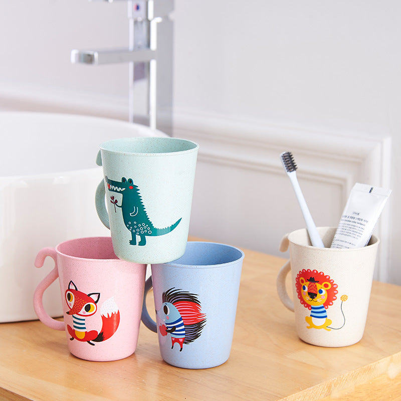 Cute Animal Wheat Straw Cups – Blue, Pink, and Fun Designs