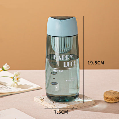 Modern Transparent Plastic Water Bottle with Strainer & Color Cap