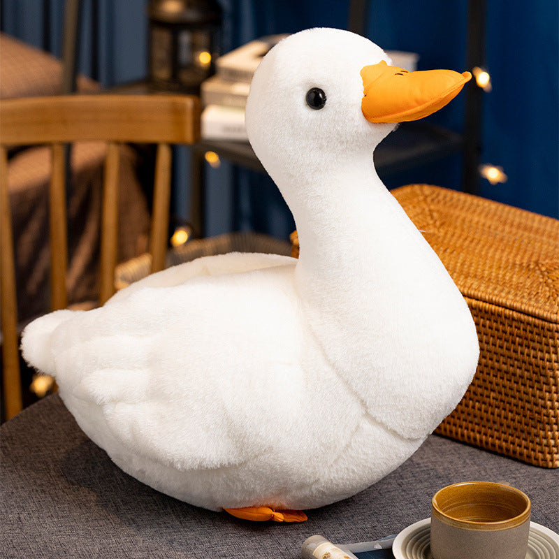 Soft White Duck Plush Toy with Orange Beak and Webbed Feet