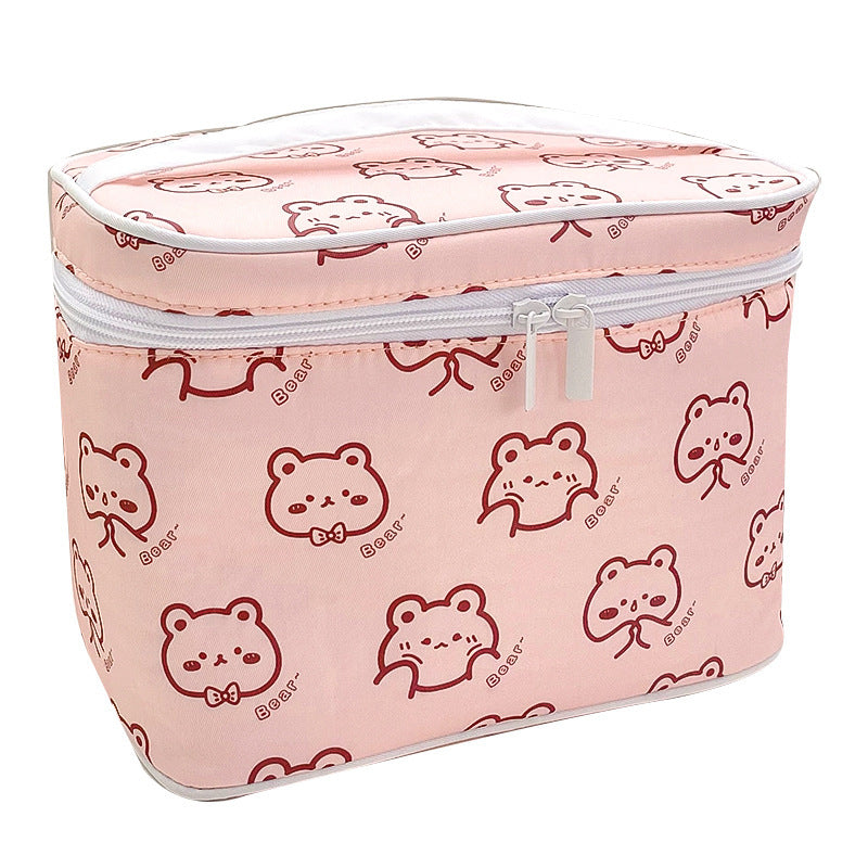 Cute Patterned Large Travel Makeup Bags - Pink Cartoon Variants