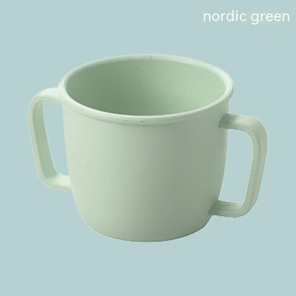 Creative Double Handled Round Mug in Pink, Blue, and Green Color