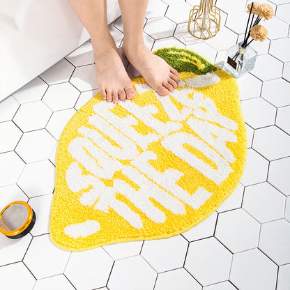 Fun Lemon & Peach Washable Door Mat - Non-Slip, Indoor/Outdoor Doormats