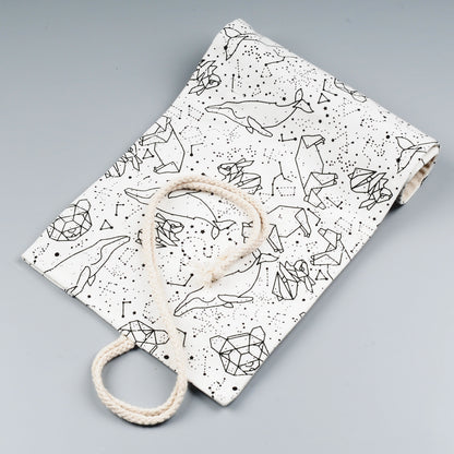 Korean Canvas Roll-Up Pencil Case - Cosmic & Minimalist Designs