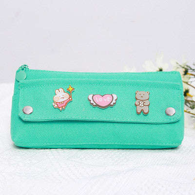 Colorful Cartoon Japanese Pencil Case with Cute Character Pins