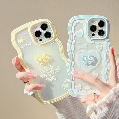 Wavy Phone Case – Light Blue & Yellow for iPhone 11-14