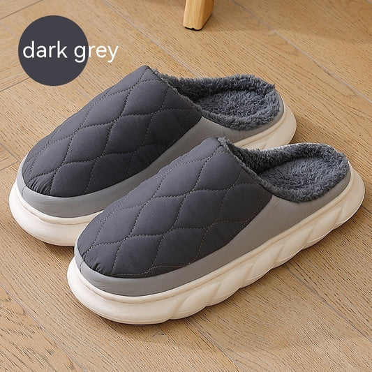 Stylish Warm, Non-Slip, Closed Toe Quilted Plush Home Slippers for Men