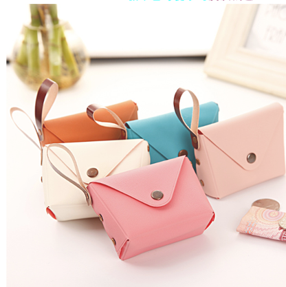 Small Coin Purse with Envelope Flap in Bright Pastel Colors