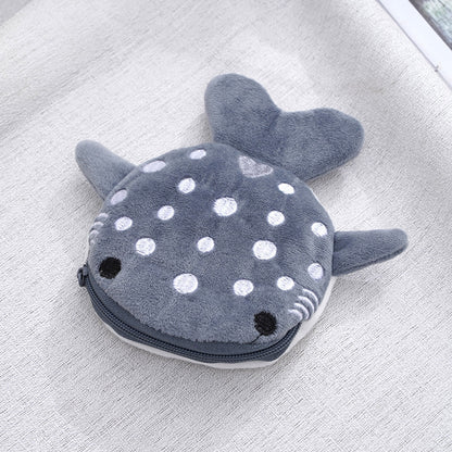 Cute Shark-Shaped Plush Coin Purse in Blue and Gray Variants