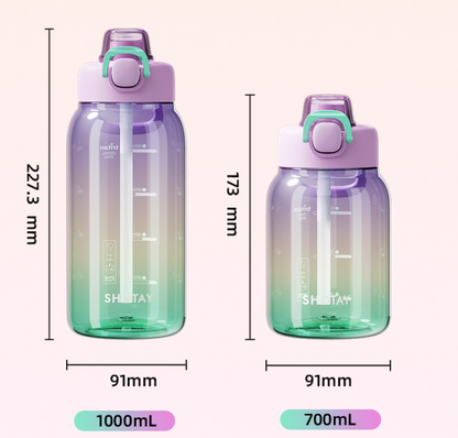 Simple Modern Transparent Flip-Top Plastic Water Bottle with Straw - 4 Colors