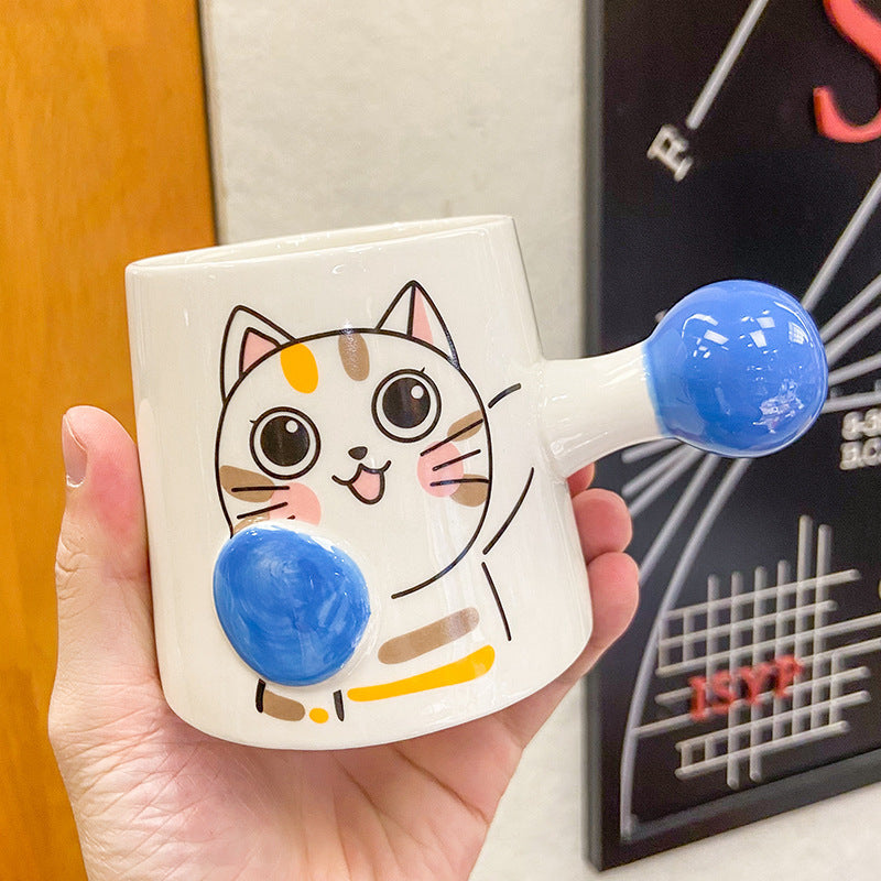 Cute Ceramic Boxing Cat Mugs in Colorful and Creative Design