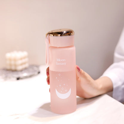 Moon Fantasy Frosted Small Water Bottle with Gold Lid