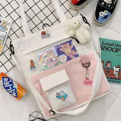 Unisex Large-Capacity Canvas Tote Bag - Multi Pocket Design