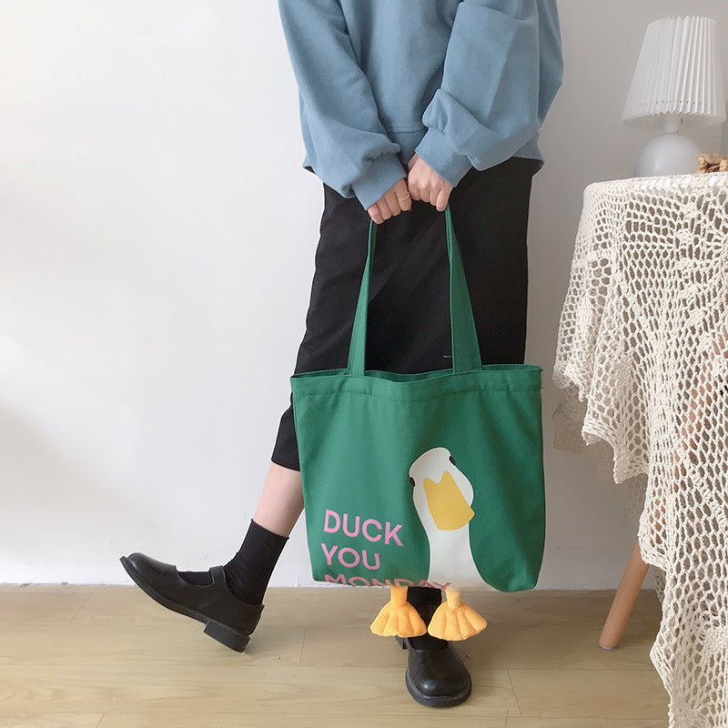 Cute Hanging Feet Duck Tote Bag | Large and Mini Tote Bag