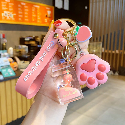 Cute 5-in-1 Keychains with Fur Ball, Paw, Nail Cutter, and Mini Calculator Charms