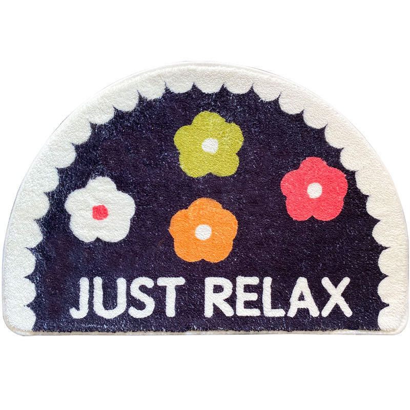 Cute Floral Half Round Door Mats - Non-Slip, Perfect for Bathroom Use