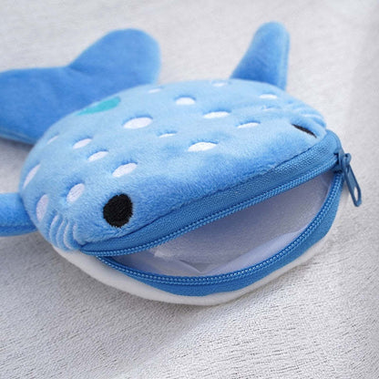 Cute Shark-Shaped Plush Coin Purse in Blue and Gray Variants