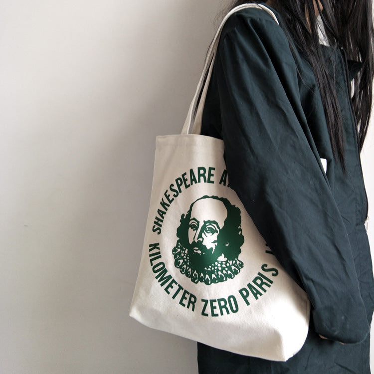 Literary Shakespeare Tote Bag | White Shoulder Tote Bag