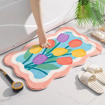 Colorful Floral Doormats - Cute, Absorbent, Non-Slip, Washable Designs